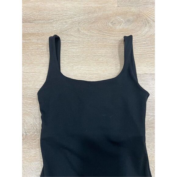 Good American One Piece Bodysuit Womens 0 Black Square Neck Wide Strap Stretch - Picture 6 of 6